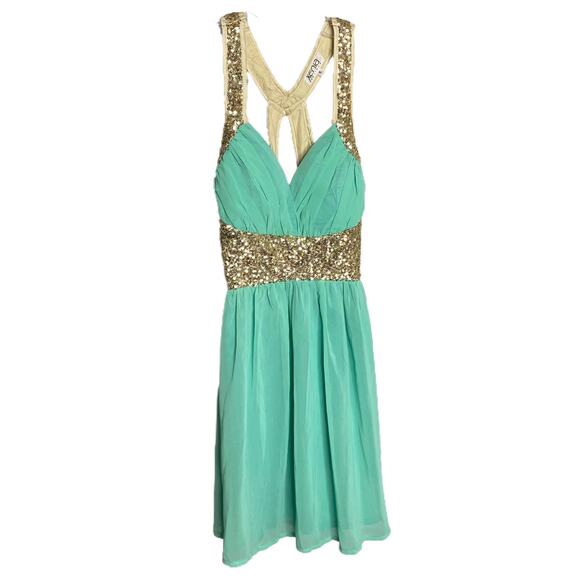 Xenia Boutique Women Tunic Top Blouse Sexy Green Sequins Sleeveless Racerback 6 - Picture 1 of 5